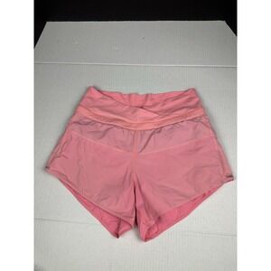 LULULEMON Run Pace Shorts ~‎ Pop Orange & Wagon Stripe Pink Size 4